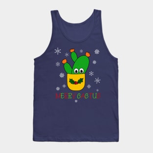 Merry Cactus - Opuntia Microdasys Cactus In Christmas Holly Pot Tank Top